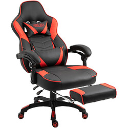 Decoshop26 Fauteuil de bureau chaise gaming repose-pieds télescopique accoudoirs coussins de renforcement en PVC noir / rouge 10_0002669 pas cher