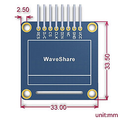 Wewoo Waveshare 0,96 pouce 128 * 64 OLED Binterfaces SPI / I2Ctête de broche verticale droite pas cher