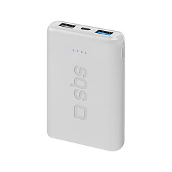 Sbs Batterie externe Powerbank 5.000 mah, 2 USB 2.1 A, blanche