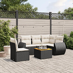 Maison Chic Salon de jardin 6 pcs avec coussins | Ensemble de Table et chaises | Mobilier d'Extérieur noir résine tressée -GKD85136