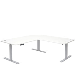 Decoshop26 Bureau d'angle table d'ordinateur réglable en hauteur électriquement 178 x 178 cm HDF couleur blanc pieds acier gris 04_0006022