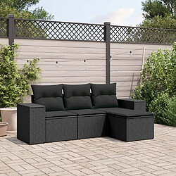 Maison Chic Salon de jardin 4 pcs avec coussins | Ensemble de Table et chaises | Mobilier d'Extérieur noir résine tressée -GKD79193