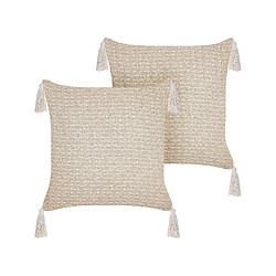 Beliani Lot de 2 coussins HAKONE 42 x 42 cm Géométrique Beige clair