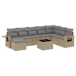 Maison Chic Salon de jardin avec coussins 9 pcs | Ensemble de Table et chaises | Mobilier d'Extérieur beige résine tressée -GKD40164