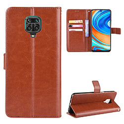 Etui en PU surface de cheval fou marron pour votre Xiaomi Redmi Note 9 Pro/Pro Max/Note 9S