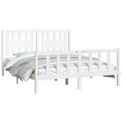 Avis Maison Chic Lit adulte - Cadre Structure de lit avec tête de lit Contemporain blanc bois pin massif 160x200 cm -MN36808