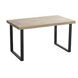 Pegane Table à manger rectangulaire en bois coloris chêne clair / pieds noir - Longueur 140 x profondeur 80 x hauteur 76 cm