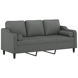 Avis Maison Chic Canapé 3 places avec oreillers,Sofa de Salon,Canapé droit gris foncé 180 cm tissu -GKD760467