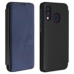 Avizar Housse Samsung Galaxy A40 Étui Miroir Clapet translucide Stand Vidéo Noir