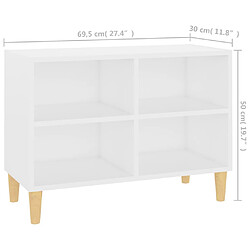 vidaXL Meuble TV avec pieds en bois massif Blanc 69,5x30x50 cm pas cher