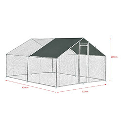 Avis Helloshop26 Enclos extérieur volière cage pour animaux avec serrure armature acier galvanisé 3 x 4 x 2 m argent vert foncé 03_0005141