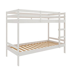 Pegane Lit enfant en bois coloris blanc - longueur 195 x profondeur 101 x hauteur 153 cm