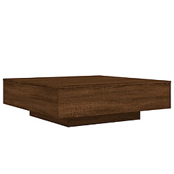 Avis Maison Chic Table basse pour salon | Table à café avec lumières LED chêne marron 100x100x31 cm -GKD93854