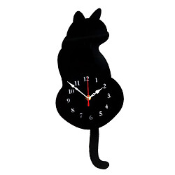 Horloge murale de chat 3d mignonne queue remuante pour chat chambre décor à la maison chat noir