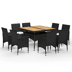 Salle à dîner de jardin 9 pcs,Table et chaise à manger Résine tressée et acacia Noir -MN34382