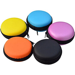 5pcs étui de transport pour écouteurs, forme ronde transportant un sac de rangement rigide en EVA pour écouteurs, câble USB, casque Bluetooth ou filaire, mini stockage couleur aléatoire