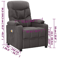 vidaXL Fauteuil de massage Gris foncé Tissu pas cher