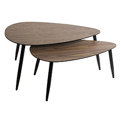 Atmosphera, Createur D'Interieur Duo de table basses en MDF effet bois de Noyer - Marron