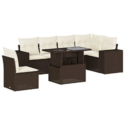 vidaXL Salon de jardin avec coussins 7 pcs marron résine tressée