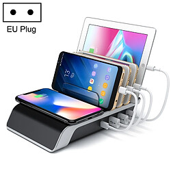 Wewoo Support de bureau pour téléphone portable avec chargeur standard Qi, 4 ports USB, pour iPhone, Huawei, Xiaomi, HTC, Sony et autres téléphones intelligents, Prise UE