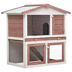 Helloshop26 Clapier cage d'extérieur 3 portes 94 x 60 x 98 cm bois marron 02_0000590