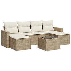 vidaXL Salon de jardin avec coussins 7 pcs beige résine tressée