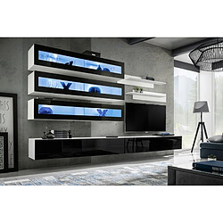 Paris Prix Meuble TV Mural Design Fly X 320cm Noir & Blanc