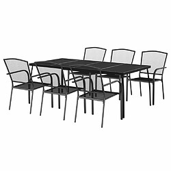 Avis Salle à manger de jardin 7 pcs,Table et chaise à dîner anthracite acier -MN81762