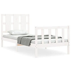 Maison Chic Lit adulte - Cadre Structure de lit avec tête de lit Contemporain blanc 90x200 cm bois massif -MN79494