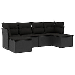 vidaXL Salon de jardin 6 pcs avec coussins noir résine tressée