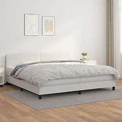 vidaXL Sommier à lattes de lit avec matelas Blanc 200x200cm Similicuir