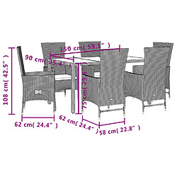 vidaXL Ensemble à manger de jardin et coussins 7 pcs beige poly rotin pas cher