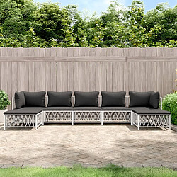 Maison Chic Salon de jardin 7 pcs + coussins - Mobilier/Meubles de jardin - Table et chaises d'extérieur blanc acier -MN38788