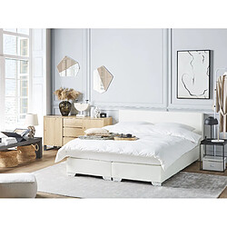 Beliani Lit boxspring en cuir PU blanc 160x200 cm PRESIDENT