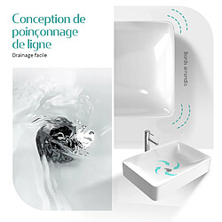 Acheter EMKE Lavabo rectangulaire en céramique, Vasque à Poser en céramique, blanc brillant - 40,5 x 40,5 x 12 cm