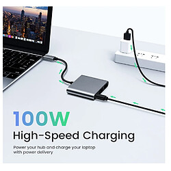 Acheter Chrono Adaptateur multiport USB C vers HDMI Sortie 4K USB-C PD100W Charge rapide, Gris