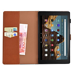 Etui en PU magnétique avec support et porte-cartes pour votre Amazon Fire HD 10 (2015)/(2017)/(2019) - marron