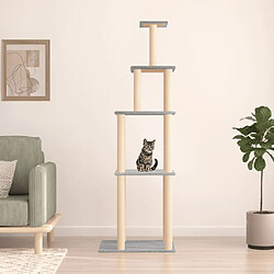 vidaXL Arbre à chat avec griffoirs en sisal gris clair 183 cm