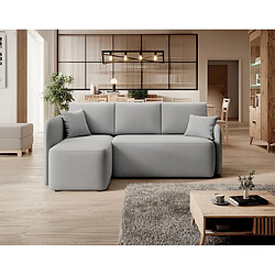 Bestmobilier Suzie - canapé d'angle gauche 4 places convertible avec coffre en velours Suzie - canapé d'angle gauche 4 places convertible avec coffre en velours - Gris clair