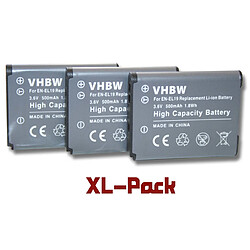 vhbw 3x batterie compatible avec Nikon CoolPix A300 remplace EN-EL19