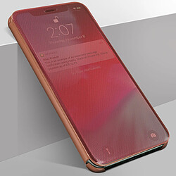 Avizar Étui iPhone 11 Pro Chromé Strié Clapet Translucide Rigide Fin Léger - Rose Or