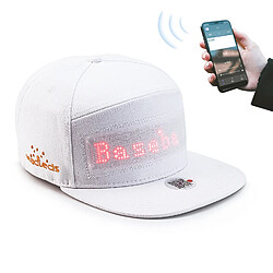 Casquette Connectéé Bluetooth Écran LED Personnalisable App Android iOS Blanc YONIS