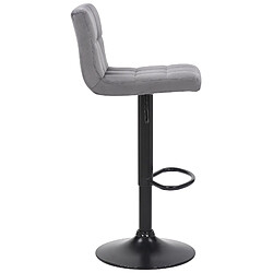 Decoshop26 Tabouret de bar en velours gris avec pieds en métal noir assise rembourée repose-pieds pivotant TDB10176