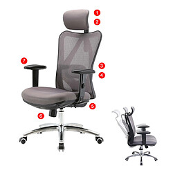 Decoshop26 Fautuil de bureau avec support lombaire ergonomique réglable en hauteur en maille gris 04_0006213