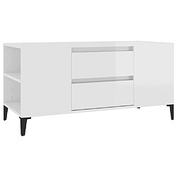 Maison Chic Meuble TV scandinave - Banc TV pour salon Blanc brillant 102x44,5x50 cm Bois d'ingénierie -MN49446