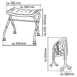 RIDDER Tabouret pliable de salle de bain 110 kg Blanc A0050301 pas cher