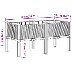 vidaXL Jardinière avec pieds bleu gris 80x40x42 cm PP pas cher