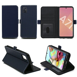 Xeptio Samsung Galaxy A71 Etui Protection Portefeuille bleu à Rabat avec Porte Cartes - Housse Folio bleue navy Coque Silicone Antichoc Smartphone 2020 - Accessoires Pochette