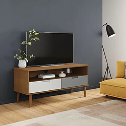 vidaXL Meuble TV MOLDE Marron 106x40x49 cm Bois de pin massif