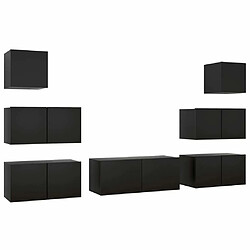 Maison Chic Ensemble de meubles TV 7 pcs | Banc TV Moderne pour salon | Meuble de Rangement - Noir Aggloméré -MN19162